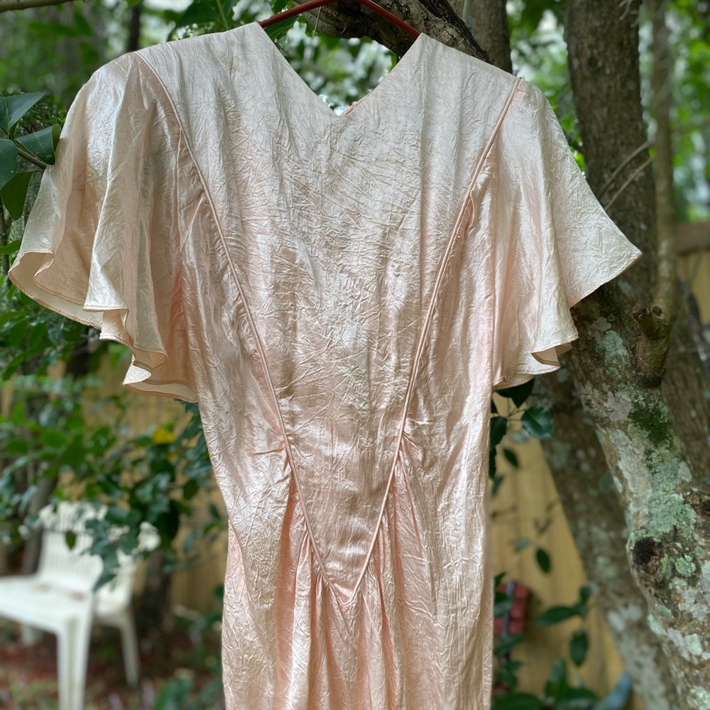 ❗️Vintage❗️80s Justine Satin Pink Dress - Picture 2 of 7